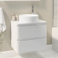 600mm White Wall Hung Countertop Vanity Unit with Basin - Pendle 600mm White Wall Hung Countertop Vanity Unit with Basin - Pendle