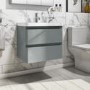 Grade A1 - 600mm Light Grey Wall Hung Vanity Unit with Basin - Pendle