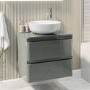 600mm Light Grey Wall Hung Countertop Vanity Unit with Basin - Pendle