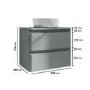 600mm Light Grey Wall Hung Countertop Vanity Unit with Basin - Pendle