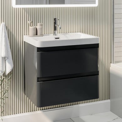 Gray bathroom vanity with sink deals