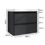 Grade A2 - 600mm Dark Grey Wall Hung Vanity Unit with Basin - Pendle