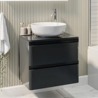 600mm Dark Grey Wall Hung Countertop Vanity Unit with Basin - Pendle 600mm Dark Grey Wall Hung Countertop Vanity Unit with Basin - Pendle
