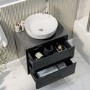 600mm Dark Grey Wall Hung Countertop Vanity Unit with Basin - Pendle
