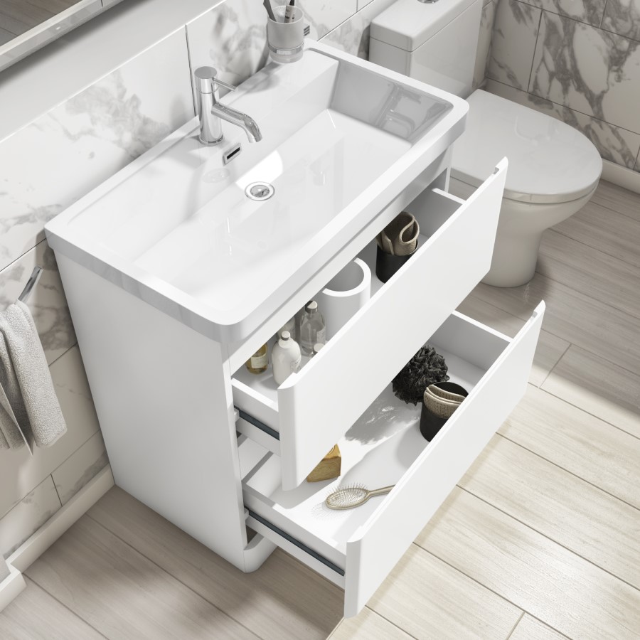 Grade A1 - 800mm White Freestanding Vanity Unit with Basin - Pendle