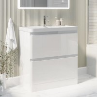 800mm White Freestanding Vanity Unit with Basin - Pendle 800mm White Freestanding Vanity Unit with Basin - Pendle