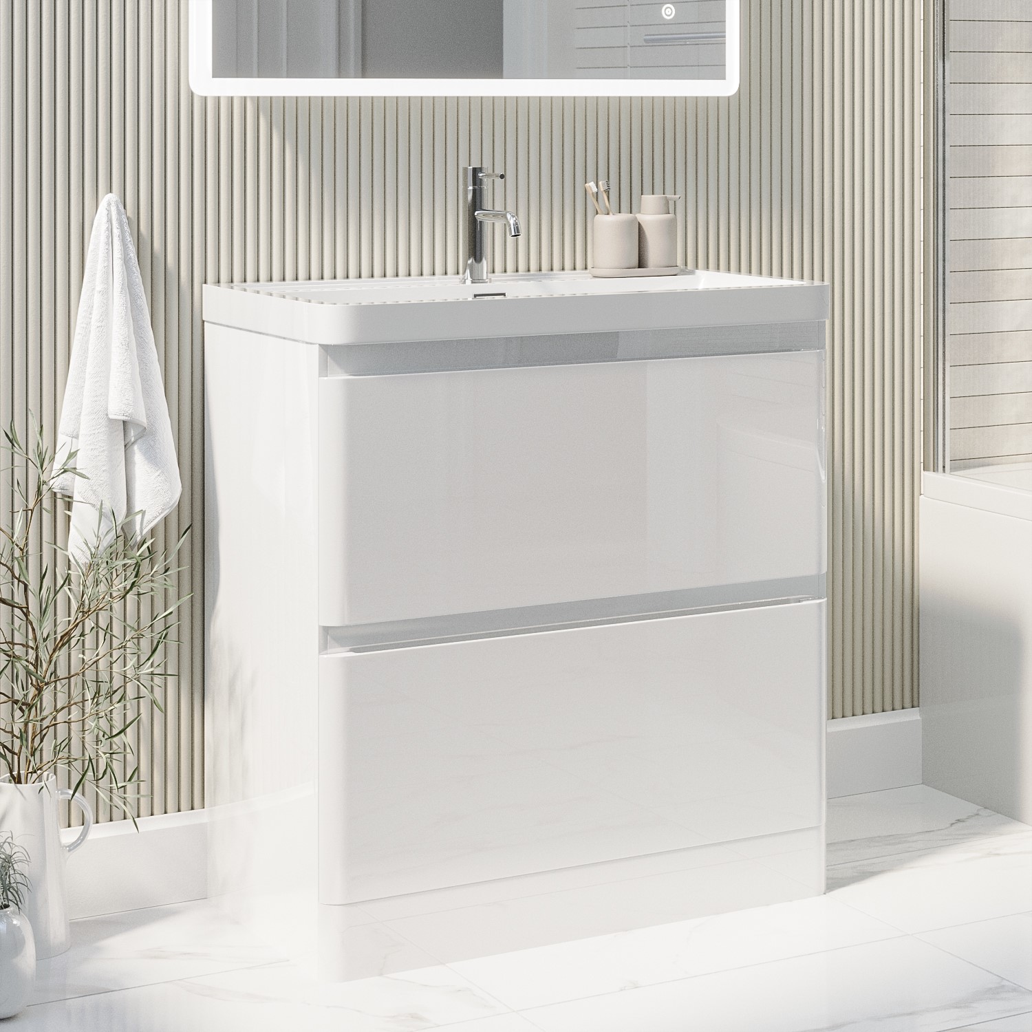 Pendle White 800Mm Freestanding Vanity Unit With Basin