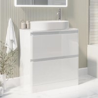 800mm White Freestanding Countertop Vanity Unit with Basin - Pendle 800mm White Freestanding Countertop Vanity Unit with Basin - Pendle