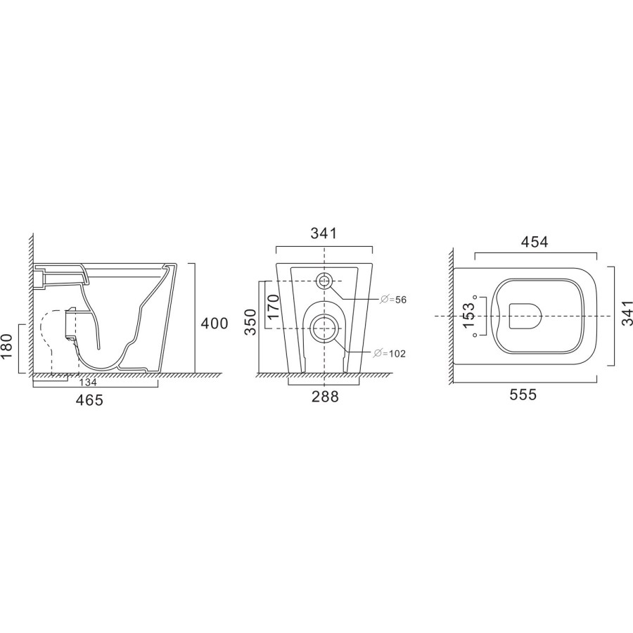 Back to Wall Rimless Toilet with Soft Close Seat - Albi