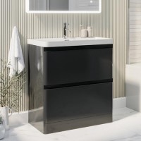 800mm Dark Grey Freestanding Vanity Unit with Basin - Pendle 800mm Dark Grey Freestanding Vanity Unit with Basin - Pendle
