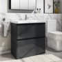 Grade A1 - 800mm Dark Grey Freestanding Vanity Unit with Basin - Pendle