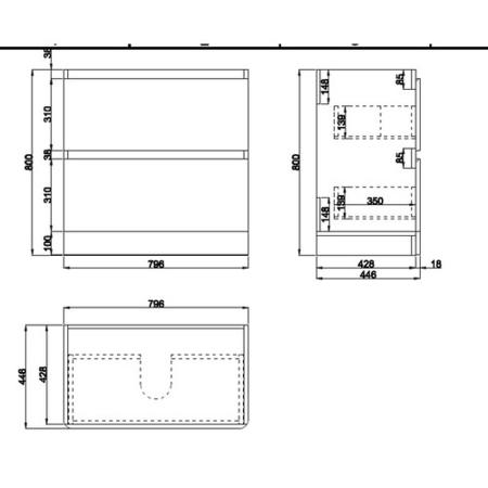 Grade A1 - 800mm Dark Grey Freestanding Vanity Unit with Basin - Pendle