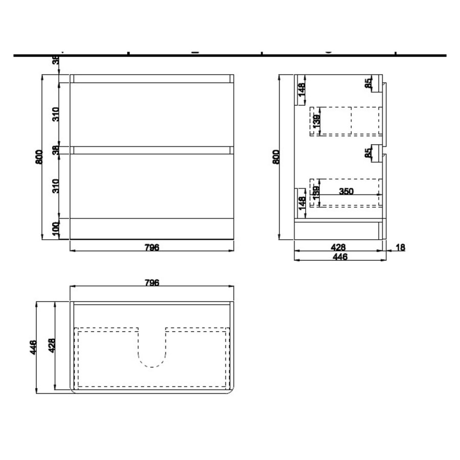 800mm Dark Grey Freestanding Countertop Vanity Unit with Basin - Pendle