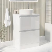 600mm White Freestanding Countertop Vanity Unit with Basin - Pendle 600mm White Freestanding Countertop Vanity Unit with Basin - Pendle