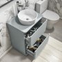 Grade A1 - 600mm White Wall Hung Countertop Vanity Unit with Basin - Pendle