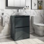 Grade A1 - 600mm Dark Grey Freestanding Countertop Vanity Unit with Basin - Pendle