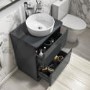 Grade A1 - 600mm Dark Grey Freestanding Countertop Vanity Unit with Basin - Pendle