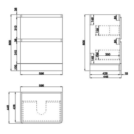 Grade A1 - 600mm Dark Grey Freestanding Countertop Vanity Unit with Basin - Pendle