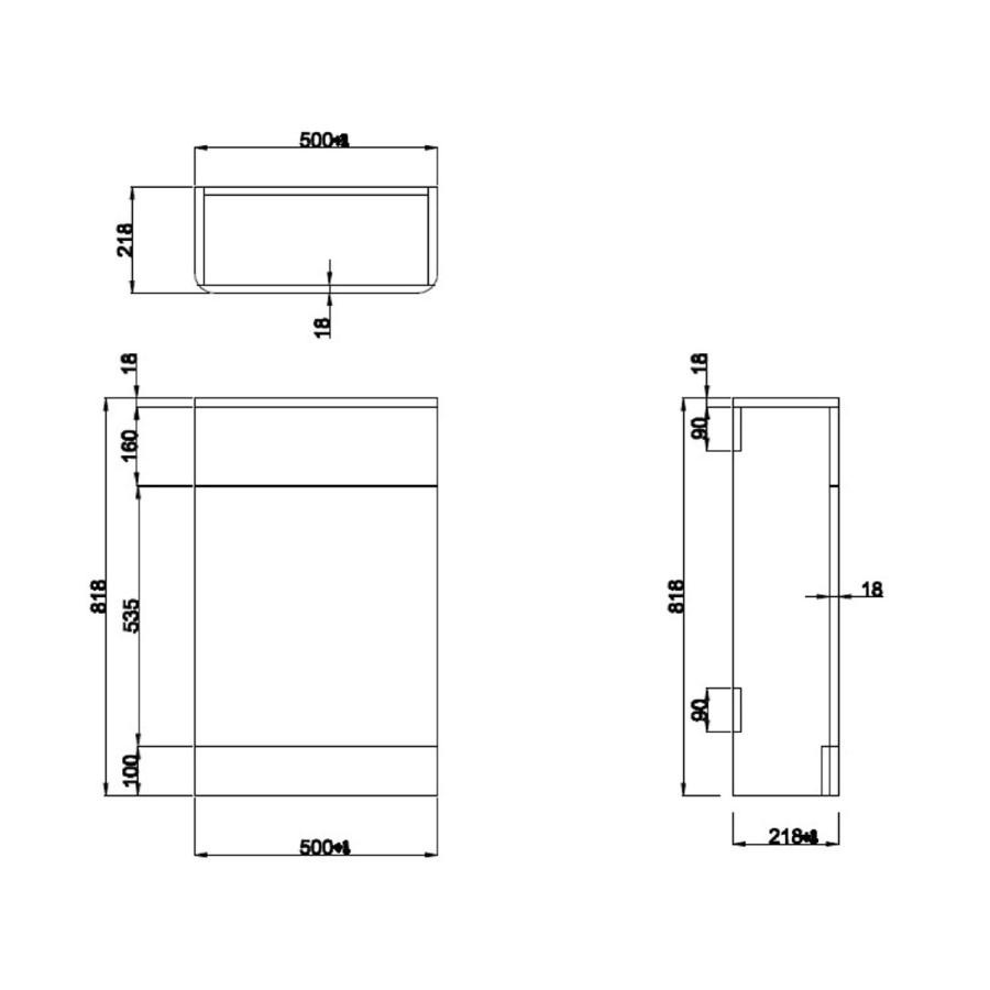 500mm White Back to Wall Unit with Round Toilet - Pendle