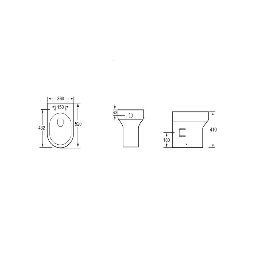 500mm White Back to Wall Unit with Round Toilet - Pendle