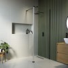 800mm Black Frameless Wet Room Shower Screen with Flipper Panel - Corvus