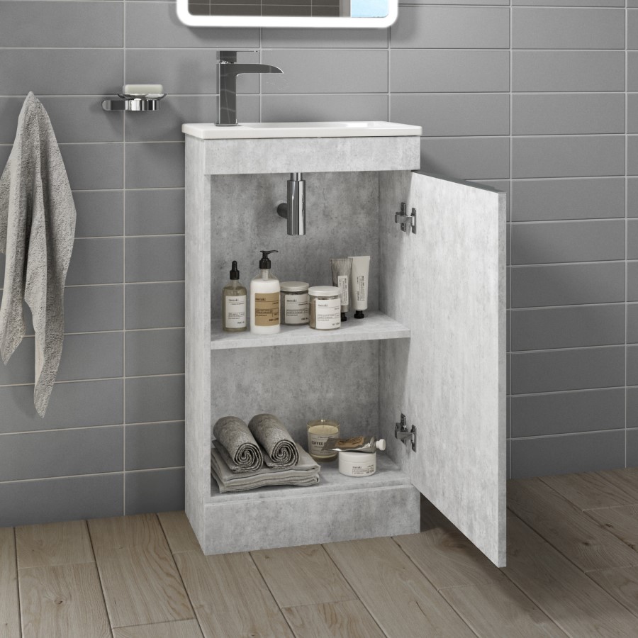 460mm Concrete Effect Cloakroom Freestanding Vanity Unit with Basin - Sion