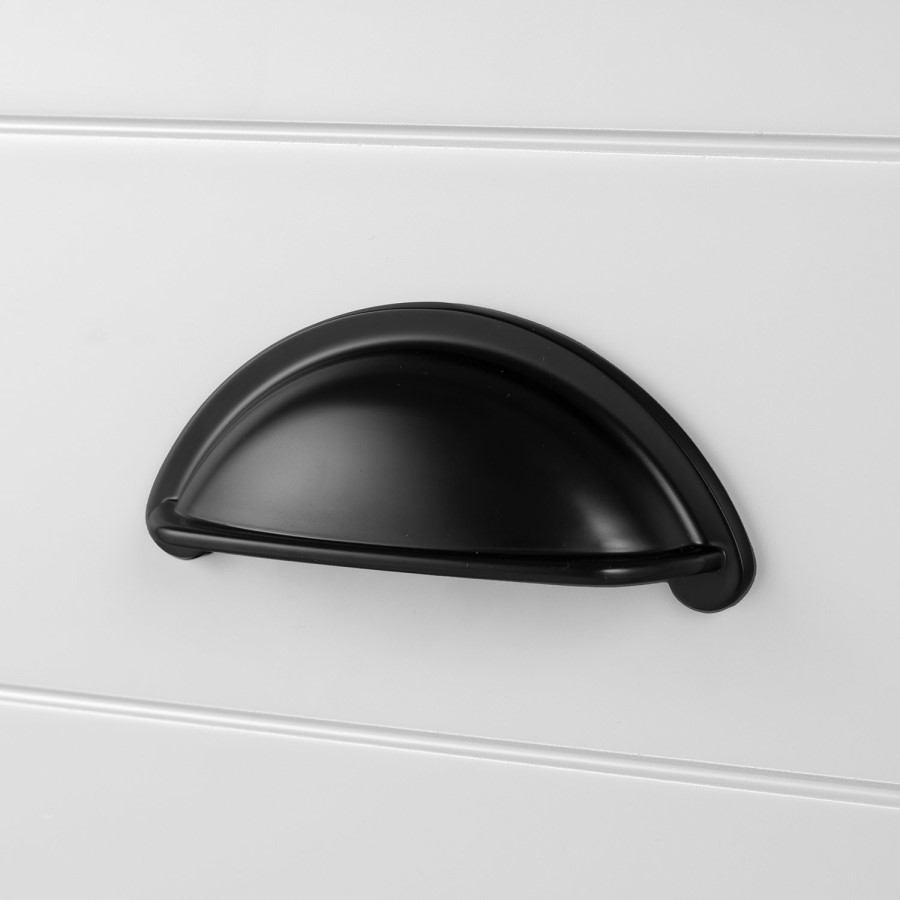 650mm White Traditional Freestanding Vanity Unit with Wood Effect Top and Black Handles - Kentmere