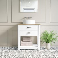 Grade A2 - 650mm White Traditional Freestanding Vanity Unit with Basin and Chrome Handles- Kentmere