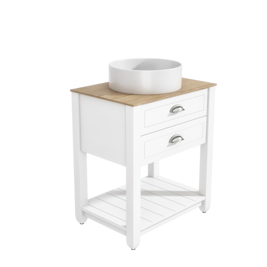 Grade A2 - 650mm White Traditional Freestanding Vanity Unit with Basin and Chrome Handles- Kentmere
