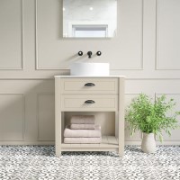 650mm Beige Traditional Freestanding Vanity Unit with Basin and Black Handles - Kentmere