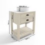 650mm Beige Traditional Freestanding Vanity Unit with Basin and Black Handles - Kentmere
