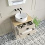 650mm Beige Traditional Freestanding Vanity Unit with Basin and Black Handles - Kentmere