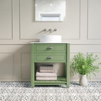 650mm Green Traditional Freestanding Vanity Unit with Matt White Top and Chrome Handles - Kentmere