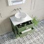 650mm Green Traditional Freestanding Vanity Unit with Matt White Top and Chrome Handles - Kentmere