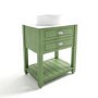 650mm Green Traditional Freestanding Vanity Unit with Matt White Top and Chrome Handles - Kentmere