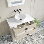 Grade A2 - 850mm Beige Traditional Freestanding Vanity Unit with Basin and Black Handles - Kentmere