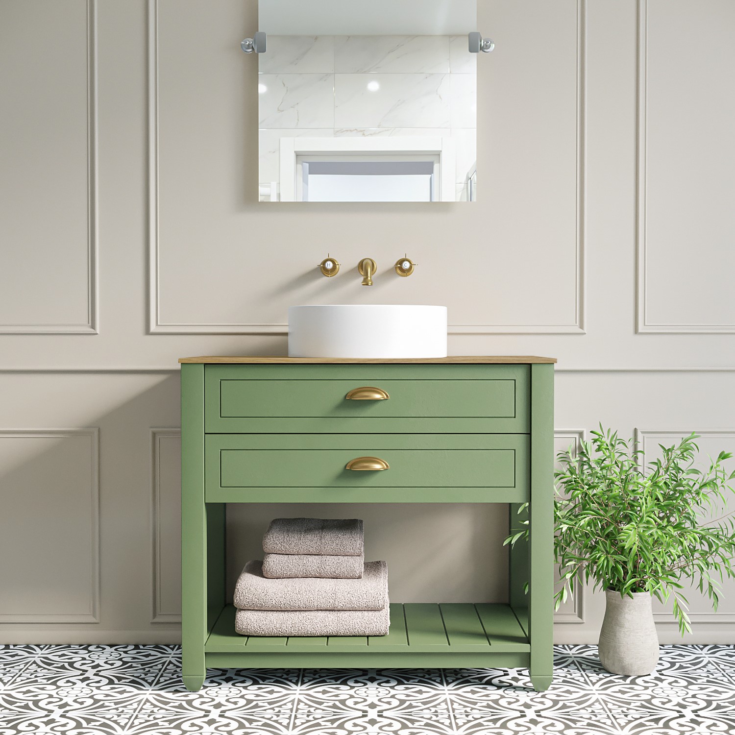 Sage green bathroom clearance vanity unit