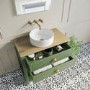 850mm Green Traditional Freestanding Vanity Unit with Basin and Brass Handles - Kentmere