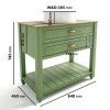 850mm Green Traditional Freestanding Vanity Unit with Basin and Brass Handles - Kentmere
