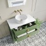 850mm Green Traditional Freestanding Vanity Unit with Basin and Brass Handles - Kentmere