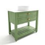 850mm Green Traditional Freestanding Vanity Unit with Basin and Brass Handles - Kentmere