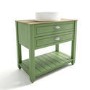 850mm Green Traditional Freestanding Vanity Unit with Wood Effect Top and Chrome Handles - Kentmere