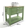 850mm Green Traditional Freestanding Vanity Unit with Wood Effect Top and Chrome Handles - Kentmere