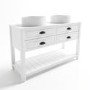 1250mm White Traditional Freestanding Vanity Unit with Black Handles - Kentmere