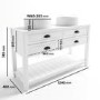 1250mm White Traditional Freestanding Vanity Unit with Black Handles - Kentmere