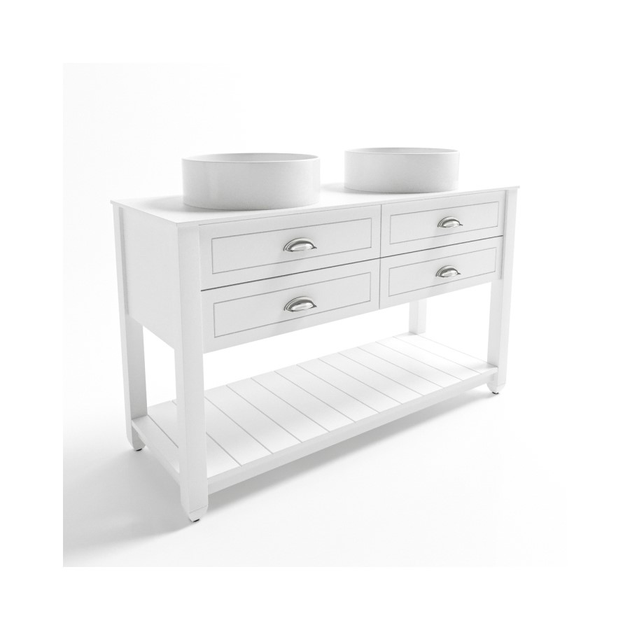 1250mm White Traditional Freestanding Vanity Unit with Basins and Chrome Handles - Kentmere