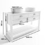 1250mm White Traditional Freestanding Vanity Unit with Basins and Chrome Handles - Kentmere