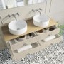 1250mm Beige Traditional Freestanding Vanity Unit with Wood Effect Top and Chrome Handles  - Kentmere
