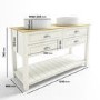 1250mm Beige Traditional Freestanding Vanity Unit with Wood Effect Top and Chrome Handles  - Kentmere