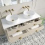 1250mm Beige Traditional Freestanding Vanity Unit with Brass Handles - Kentmere